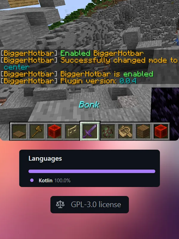 Image of project called "BiggerHotbar-MC-Plugin"